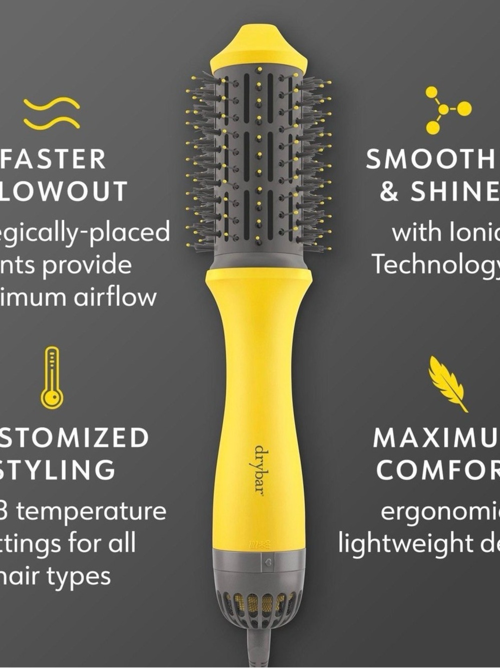 Drybar Single Shot Round Blow-Dryer Brush in Bright Yellow - Picture 10 of 12